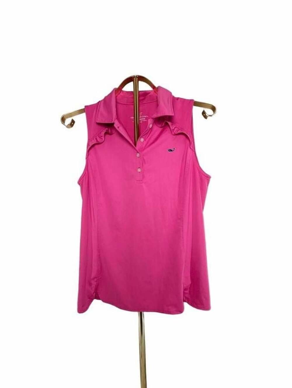 Vineyard Vines Performance Sleeveless Ruffle Golf Polo Shirt Pink Size S
